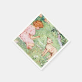 ヴィンテージパーソナライズされたイースターリトルラム スタンダードカクテルナプキン (角)