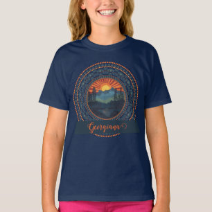 ヴィンテージパーソナライズされたウィルダネスサンセットドットマンダラ Tシャツ