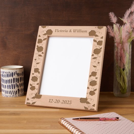 ヴィンテージパーソナライズされたウェディング写真フレーム レーザー彫刻フレーム (左)