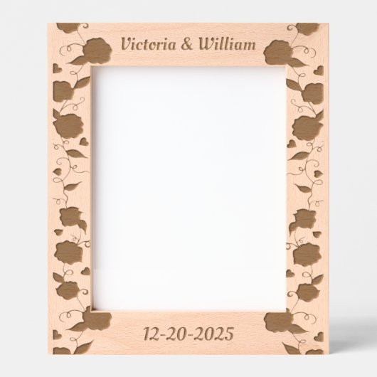 ヴィンテージパーソナライズされたウェディング写真フレーム レーザー彫刻フレーム (正面)