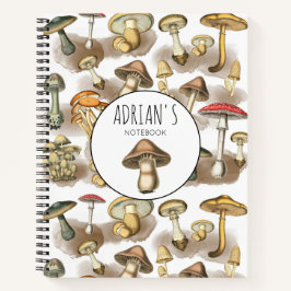 ヴィンテージパーソナライズされたウッドランドフォレストマッシュルーム ノートブック