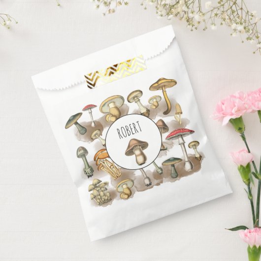ヴィンテージパーソナライズされたウッドランドフォレストマッシュルーム フェイバーバッグ (封をした状態)