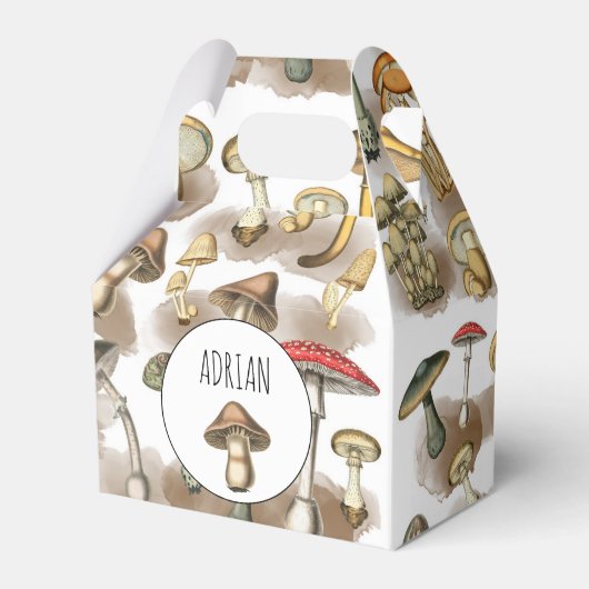 ヴィンテージパーソナライズされたウッドランドフォレストマッシュルーム フェイバーボックス (正面サイド)