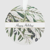 ヴィンテージパーソナライズされたオリーブブランチハッピーホリデイズ オーナメント (正面)