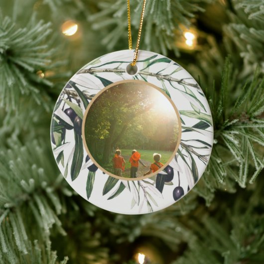 ヴィンテージパーソナライズされたオリーブブランチハッピーホリデイズ セラミックオーナメント (ツリー)