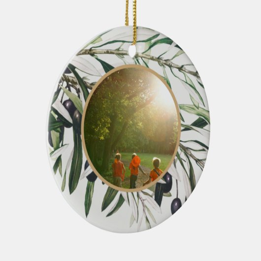 ヴィンテージパーソナライズされたオリーブブランチハッピーホリデイズ セラミックオーナメント (右)