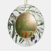 ヴィンテージパーソナライズされたオリーブブランチハッピーホリデイズ セラミックオーナメント (左)