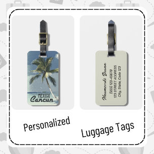 ヴィンテージパーソナライズされたカンクンメキシコトラベルアート ラゲッジタグ