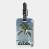 ヴィンテージパーソナライズされたカンクンメキシコトラベルアート ラゲッジタグ (正面縦)