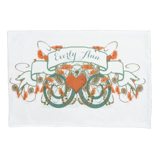 ヴィンテージパーソナライズされたガールコーラルアンドミント 枕カバー (正面)