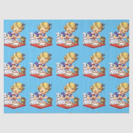 ヴィンテージパーソナライズされたガールベーキングAケーキ 薄葉紙 (正面)