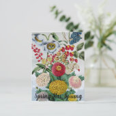 ヴィンテージパーソナライズされたキクのケシ薄紫 ポストカード (スタンド正面)