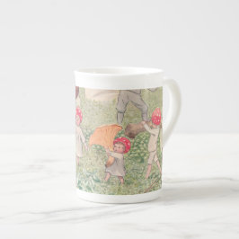 ヴィンテージパーソナライズされたキノコ妖精マグ ボーンチャイナマグカップ