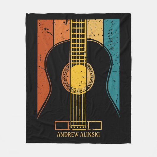 ヴィンテージパーソナライズされたギター フリースブランケット (正面)