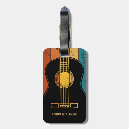 ヴィンテージパーソナライズされたギター ラゲッジタグ (裏面縦)