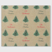 ヴィンテージパーソナライズされたクラフトブラウンクリスマスパターン ラッピングペーパー (フラット)