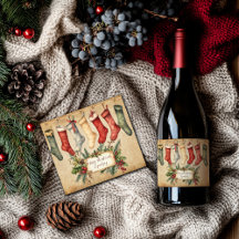 ヴィンテージパーソナライズされたクリスマスのスパークリングワインラベル