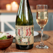 ヴィンテージパーソナライズされたクリスマスのスパークリングワインラベル スパークリングワインラベル