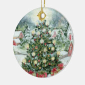 ヴィンテージパーソナライズされたクリスマスカードオーナメント セラミックオーナメント (左)