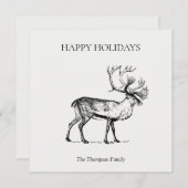 ヴィンテージパーソナライズされたクリスマスディアハッピーホリデー シーズンカード (正面/裏面)