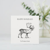 ヴィンテージパーソナライズされたクリスマスディアハッピーホリデー シーズンカード (スタンド正面)