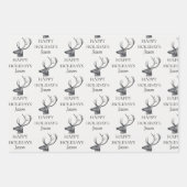 ヴィンテージパーソナライズされたクリスマスディアハッピーホリデー ラッピングペーパーシート (正面2)