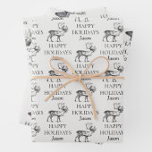 ヴィンテージパーソナライズされたクリスマスディアハッピーホリデー ラッピングペーパーシート (インサイチュ)