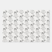 ヴィンテージパーソナライズされたクリスマスディアハッピーホリデー ラッピングペーパーシート (正面)