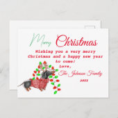 ヴィンテージパーソナライズされたクリスマスドキシーポストカード ポストカード (正面/裏面)