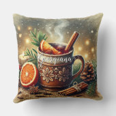 ヴィンテージパーソナライズされたクリスマスマーケットのマルドワイン クッション (裏面)