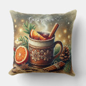 ヴィンテージパーソナライズされたクリスマスマーケットのマルドワイン クッション (正面)