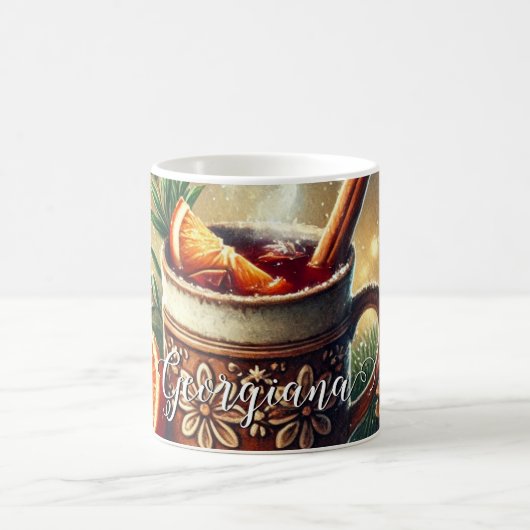 ヴィンテージパーソナライズされたクリスマスマーケットのマルドワイン コーヒーマグカップ (中央)