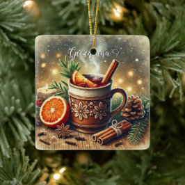 ヴィンテージパーソナライズされたクリスマスマーケットのマルドワイン セラミックオーナメント