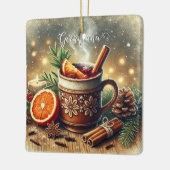 ヴィンテージパーソナライズされたクリスマスマーケットのマルドワイン セラミックオーナメント (左)