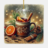 ヴィンテージパーソナライズされたクリスマスマーケットのマルドワイン セラミックオーナメント (裏面)