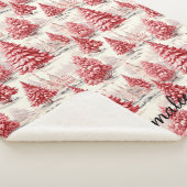 ヴィンテージパーソナライズされたクリスマス名ピンク&レッド シェルパブランケット (3/4)