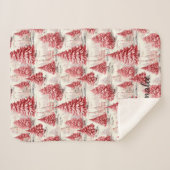 ヴィンテージパーソナライズされたクリスマス名ピンク&レッド シェルパブランケット (正面(横))