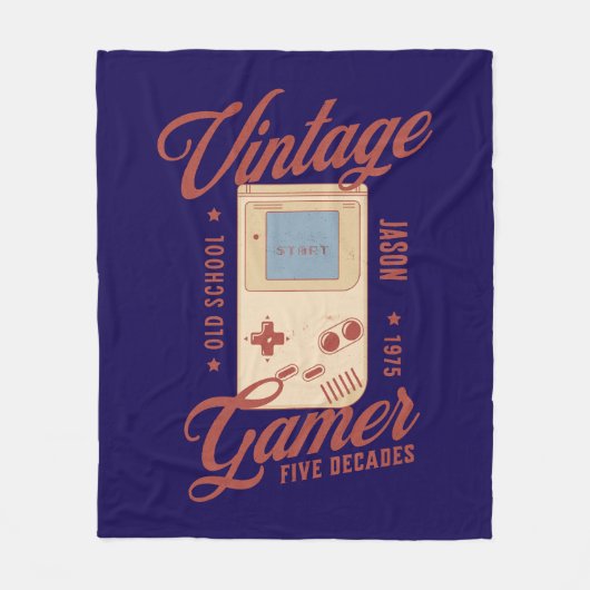 ヴィンテージパーソナライズされたゲーマー50th誕生日ギフト フリースブランケット (正面)
