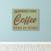 ヴィンテージパーソナライズされたコーヒーサインアート キャンバスプリント (インサイチュ (ウッドフロア))