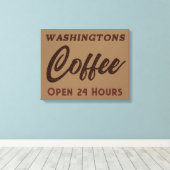 ヴィンテージパーソナライズされたコーヒーショップサインアート キャンバスプリント (インサイチュ (ウッドフロア))