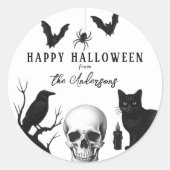 ヴィンテージパーソナライズされたゴシックハッピーハローウィンパーティー ラウンドシール (正面)