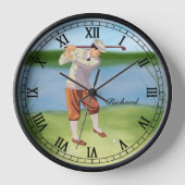 ヴィンテージパーソナライズされたゴルファーバイザリバーバンク 壁時計 (正面)