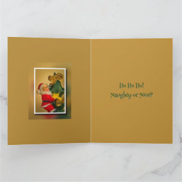 ヴィンテージパーソナライズされたサンタがクリスマスツリーの上に カード