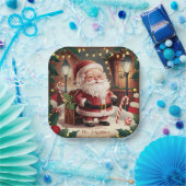 ヴィンテージパーソナライズされたサンタクロースレトロクリスマス ペーパープレート (パーティー)