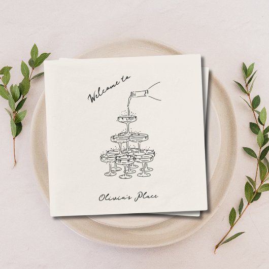 ヴィンテージパーソナライズされたシャンパン引っ越し祝いパーティーパーティー スタンダードカクテルナプキン