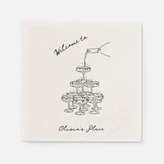 ヴィンテージパーソナライズされたシャンパン引っ越し祝いパーティーパーティー スタンダードカクテルナプキン (正面)