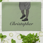 ヴィンテージパーソナライズされたスタイルゴルファーがクラブを振る キッチンタオル (折り畳み)