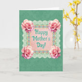 ヴィンテージパーソナライズされたスタイルパイングリーンマザーズ カード (黄色い花)