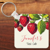 ヴィンテージパーソナライズされたストロベリーグラフィック キーホルダー (正面)