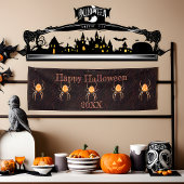 ヴィンテージパーソナライズされたスパイダーブラックオレンジハロウィーン 横断幕